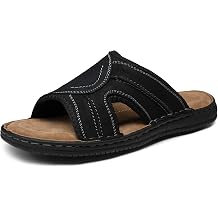 Jousen Mens Leather Sandals Arch Support Slide Outdoor Retro Sandals for Men