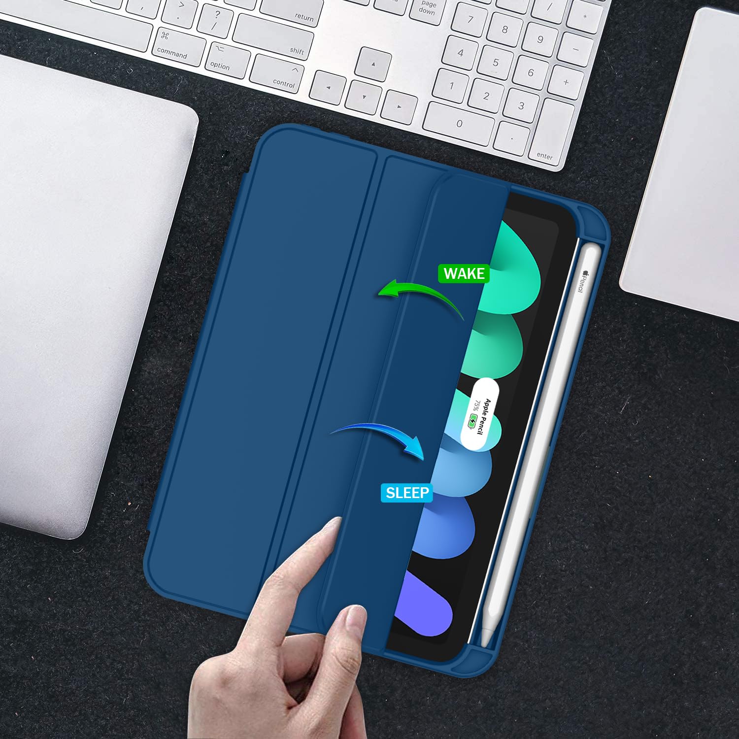 iPad Mini 第6世代2021ケース ブルー ペンシルホルダー付き Amazon.co.jp: ZryXal iPad Mini 6 ケース 8.3インチ 2021 (第6世代