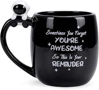 Lavezee Sometimes You're Forget You Are Awesome Ceramic Mug with Handle, 16 Ounce Large Coffee Tea Cup Mugs Gift, Black