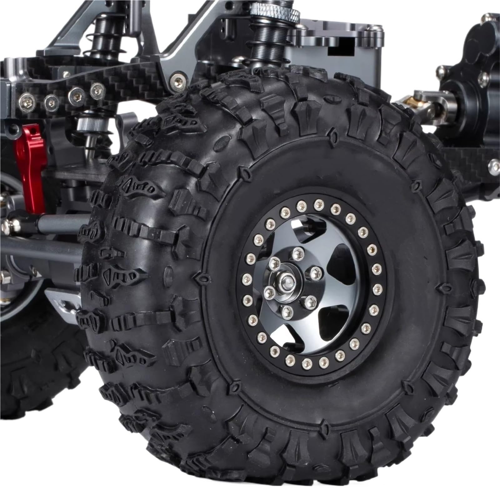Chasis Bastidor RC Para SCX10 1:10 Para Chasis De Metal Para Coche Todoterreno RC Con Eje Portal Riel De Carbono Y Ruedas De 1,9"