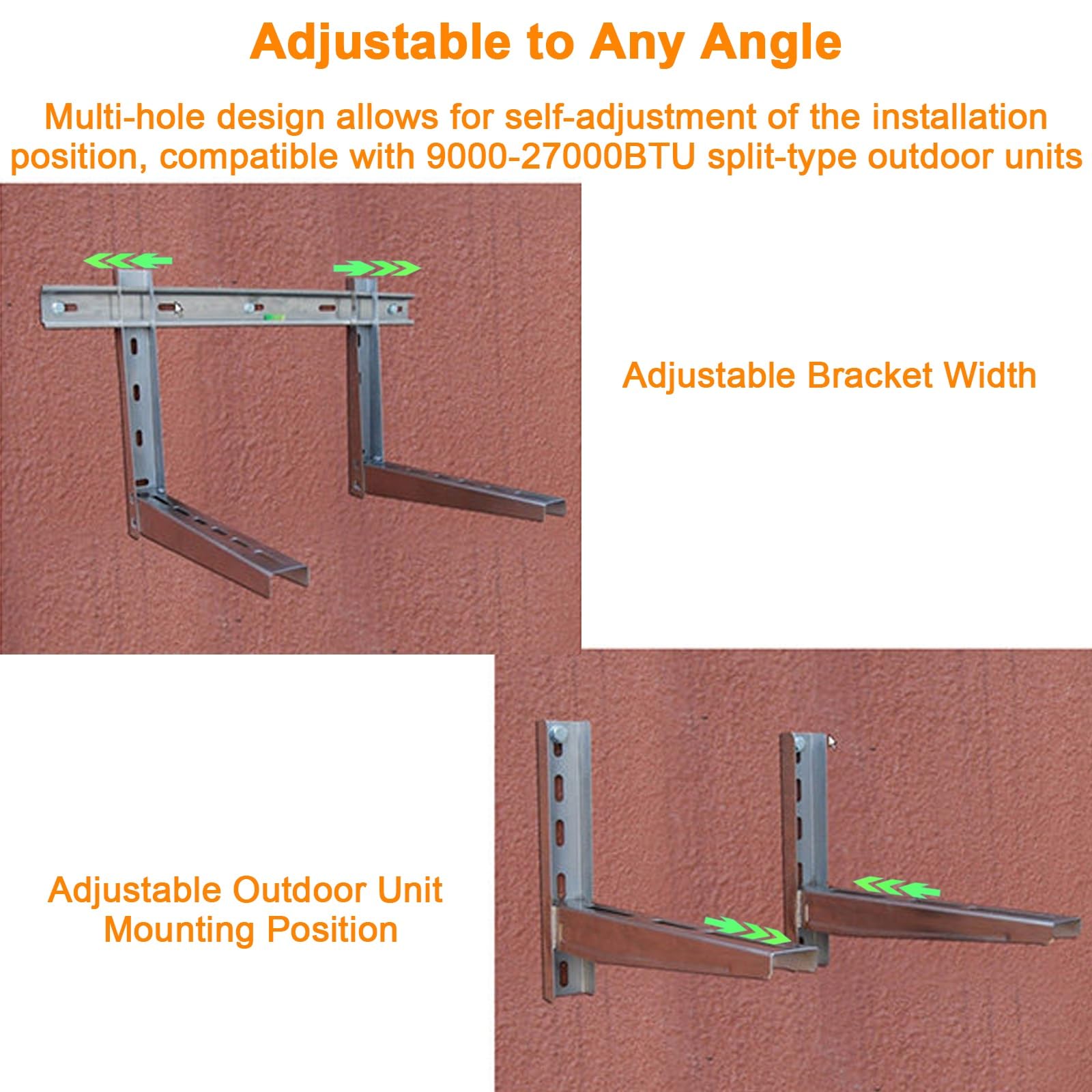 Soporte Aire Acondicionado Exterior de Pared para Mini Split de 9000-27000 BTU, Acero Inoxidable 304, Carga Máxima 120 Kg, Soporte Universal de Pared para Unidad Exterior