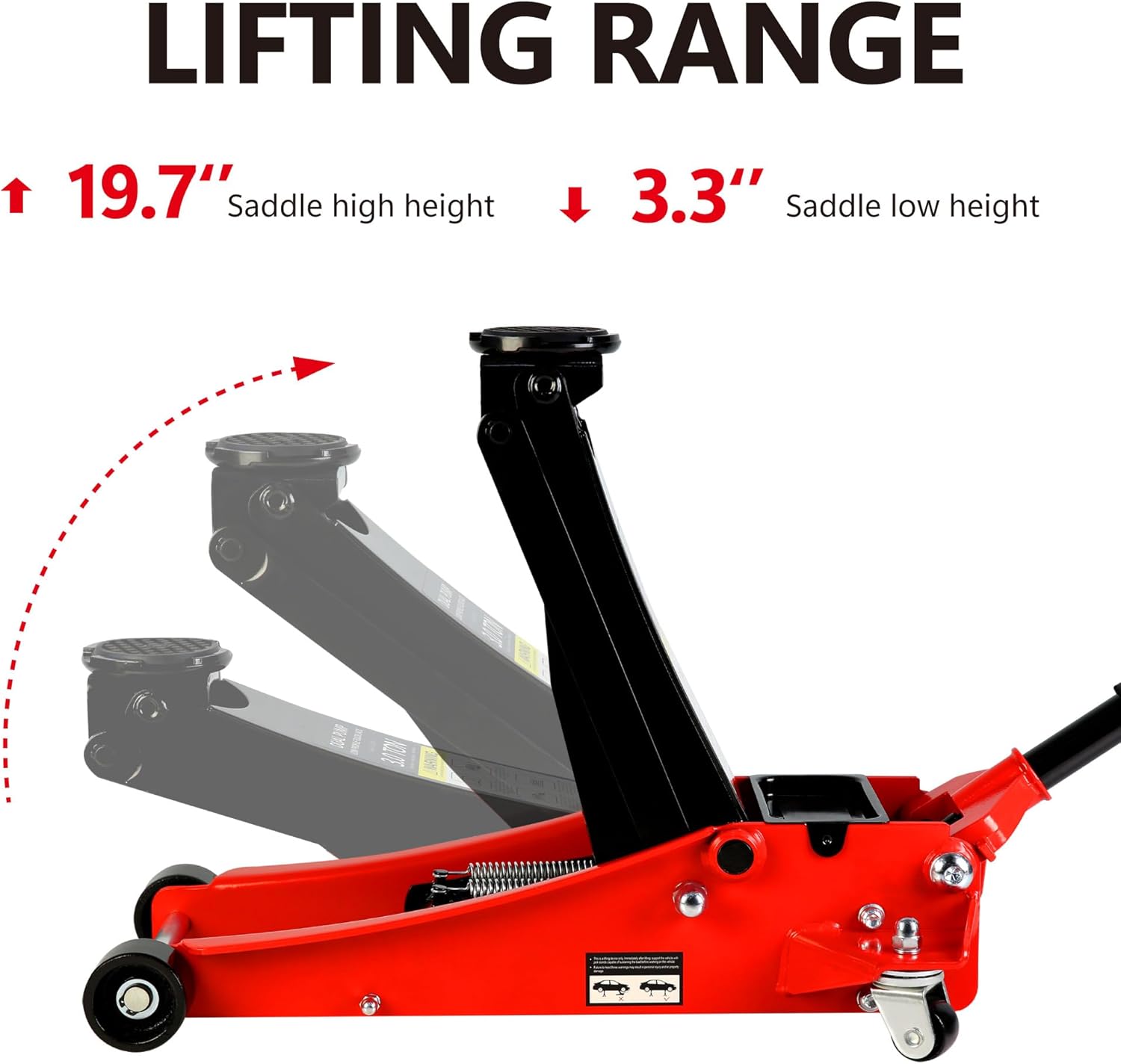 Hydraulic Trolley Service Floor Jack, 3 Ton(6000lbs) Low Profile Floor Jacks, Heavy-Duty Steel Racing Floor Jack with Dual Piston Quick Lift Pump, Lifting Range 3.3"-19.7"