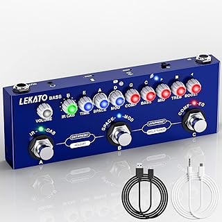LEKATO Bass Multi Effects Pedal, Guiter Peda with IR Loading 9 AMP Models, Delay Reverb Chorus Distortion Overdrive, Multi Effects Processor for Bass, Bluetooth 5.0,Recording, Built-in Battery