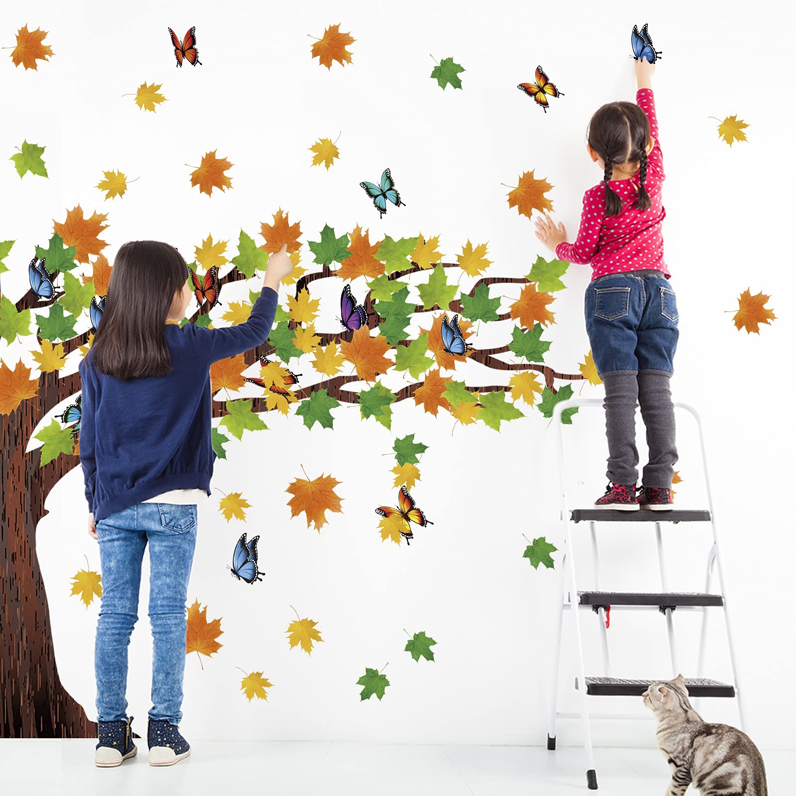 106-teiliges Herbst-Baum-Pinnwand-Set Mit Blättern & Schmetterlingen – DIY Dekoration Für Klassenzimmer & Zuhause, 119,9x91,9 Cm