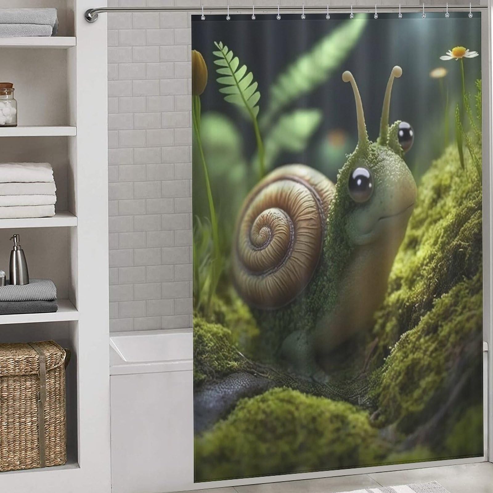 Rideau de douche imperméable escargots 152x183cm avec crochets