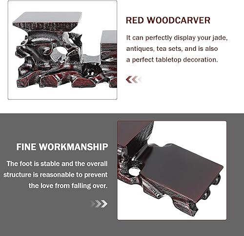 Miniatura 7 de ARTIBETTER Base antigua de jade Soporte de exhibición de madera china Soporte de madera de bolas de cristal Soporte de exhibición de tetera cuadrada