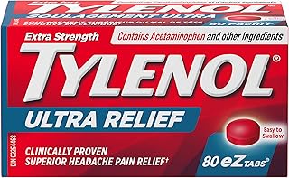 Tylenol Ultra Relief for Headache and Migraine Pain, ezTabs, 80 Tablets