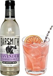 Barsmith Lavender Simple Syrup - Smooth Floral Sweetness w/Natural Flavor - Gluten Free & Non-GMO Cocktail Syrup - Perfect For Lavender Collins, French 75, Old Fashioned & Teas - 12.7oz (Pack of 1)