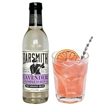 Barsmith Lavender Simple Syrup - Smooth Floral Sweetness w/Natural Flavor - Gluten Free & Non-GMO Cocktail Syrup - Perfect For Lavender Collins, French 75, Old Fashioned & Teas - 12.7oz Pack of 1
