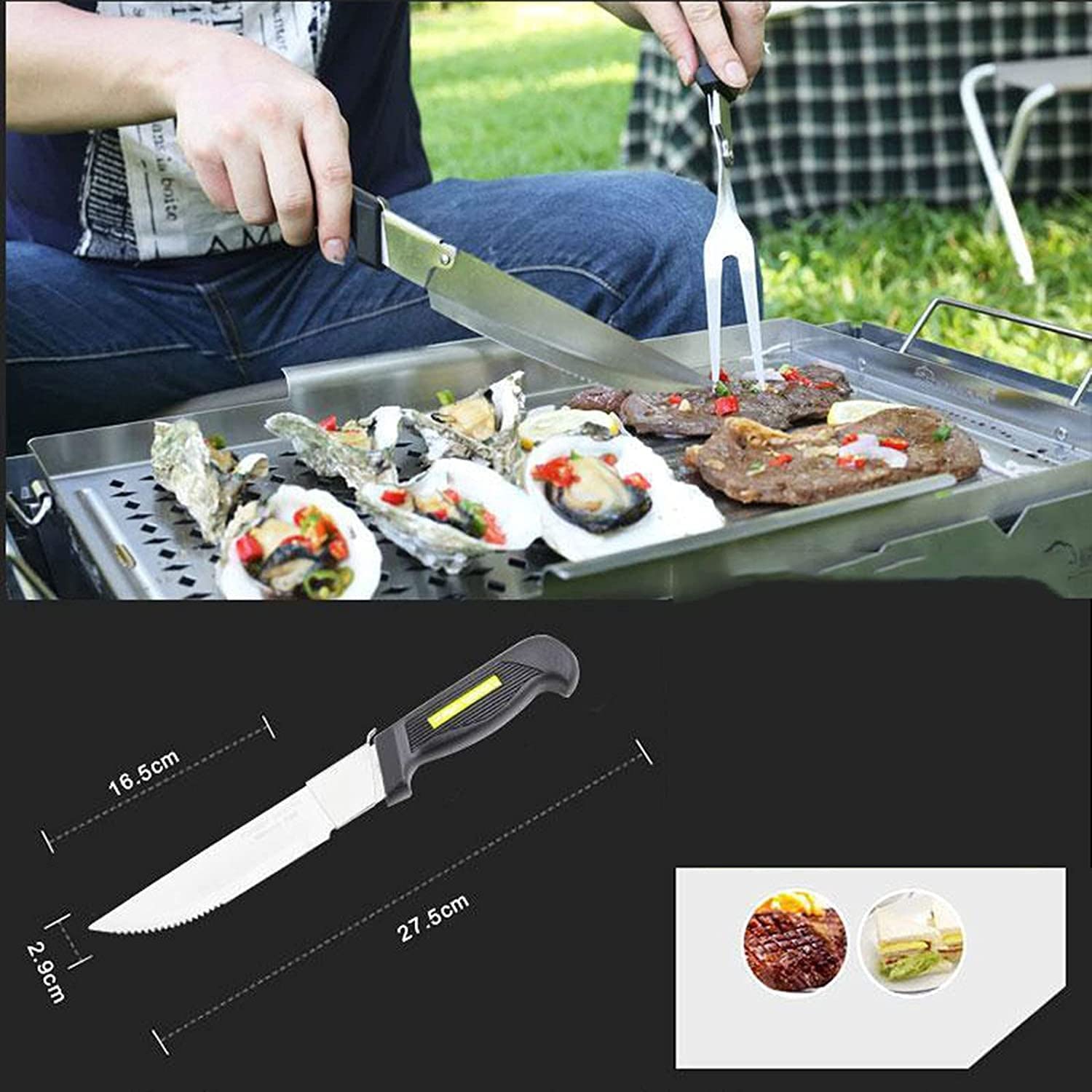 Set regalo di utensili per barbecue resistenti per uomo, utensili per griglia in acciaio inossidabile Kit di accessori per grigliate, accessori per griglia portatili con custodia per il trasporto, pe