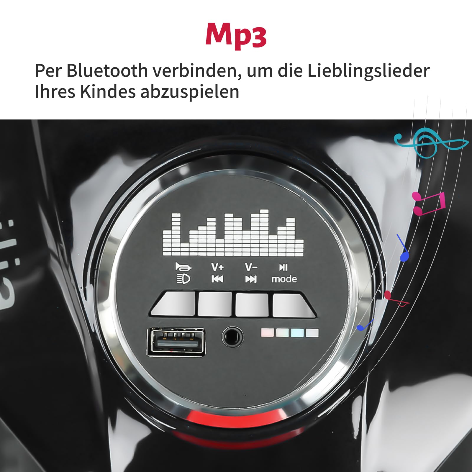 TCARAIWEN ​​12V Elektro-Motorrad für Kinder, Batteriebetriebenes Kinder-Moped, Elektrisches Motorrad ab 3 Jahren, Schwarz