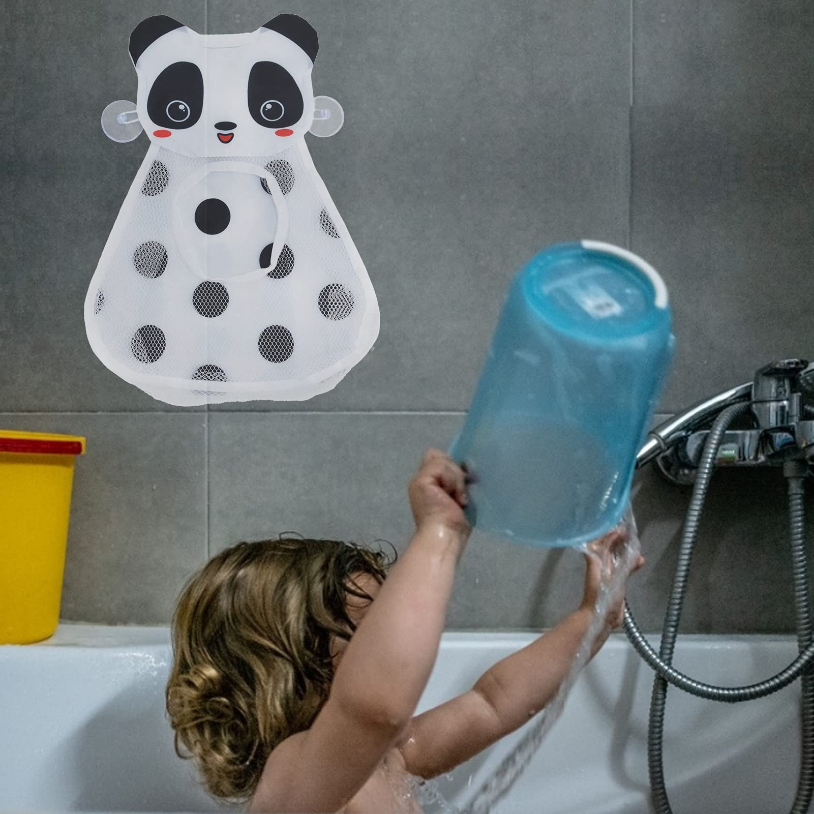 Sac Suspendu En Filet Panda Pour Salle De Bain - Avec 6 Crochets Pour Organiser Les Jouets De Bain