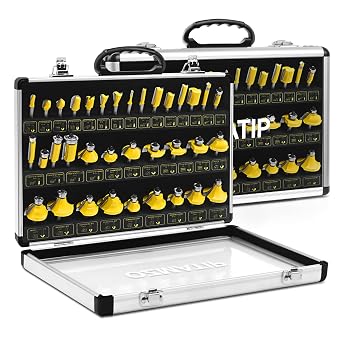 Router Bit Set - 35 Piece Tungsten Carbide Kit With 1/4 Shank for DIY Woodworking Projects - American Set With Premium Aluminum Carry Storage Case