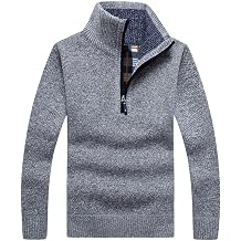 Dcvmvmn Winter Men's Thickened Warm Knitted Pullover Solid Color Long Sleeve Zipper Collar Sweater