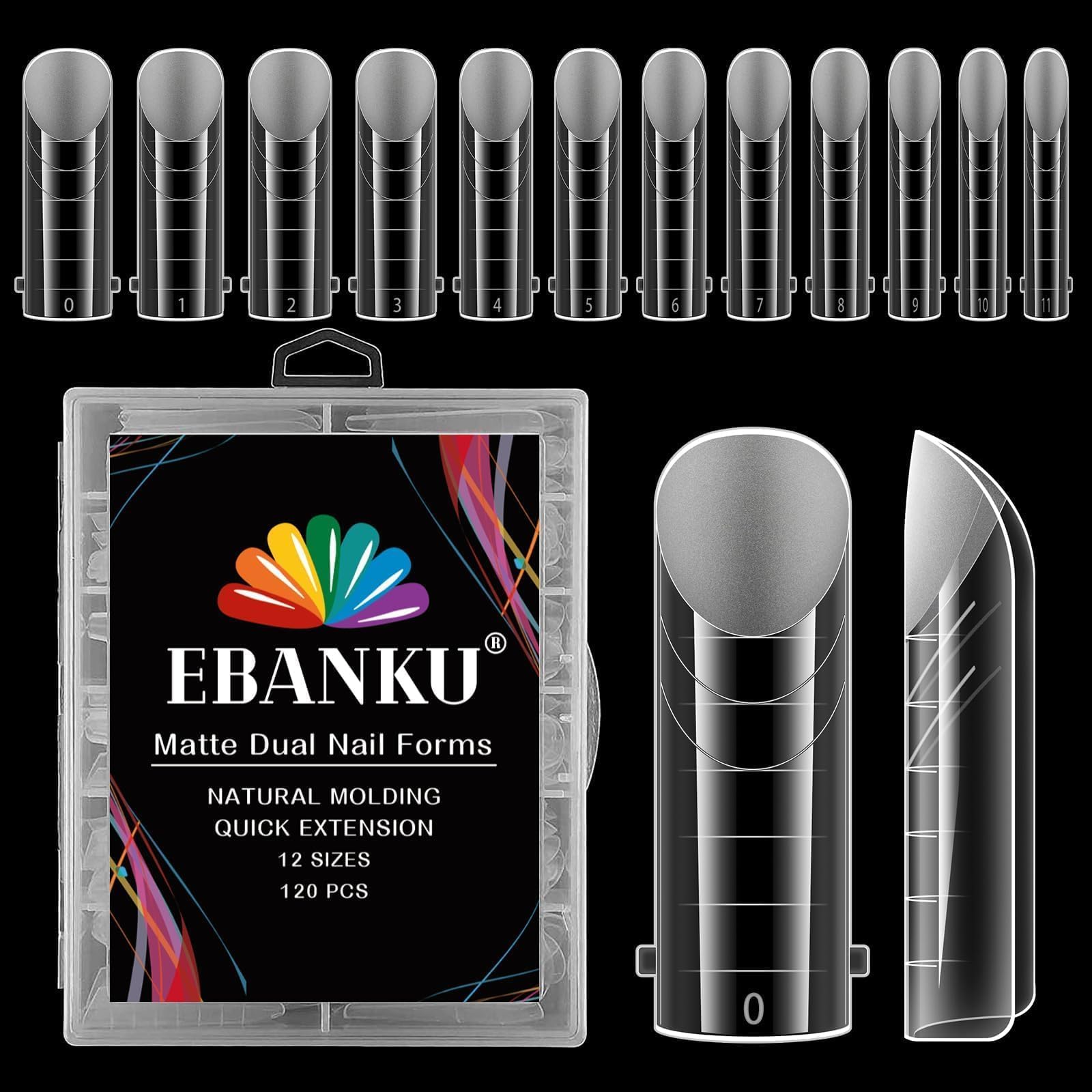 – 120PCS Clear Matte Full Cover Dual Nail Forms System Acrylic Nail Mold Nail Extension Tips Nail Art Manicure Tools
