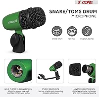 Vista 3 de 5 CORE Kit de micrófono de batería de 7 piezas, micrófonos de batería de metal, Tom/Snare y Cymbals Profesional con cable, incluye soporte