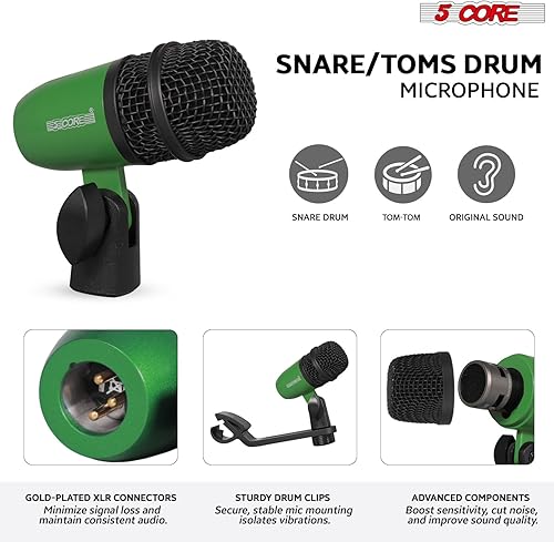 Miniatura 3 de 5 CORE Kit de micrófono de batería de 7 piezas, micrófonos de batería de metal, TomSnare y Cymbals Profesional con cable, incluye soporte para
