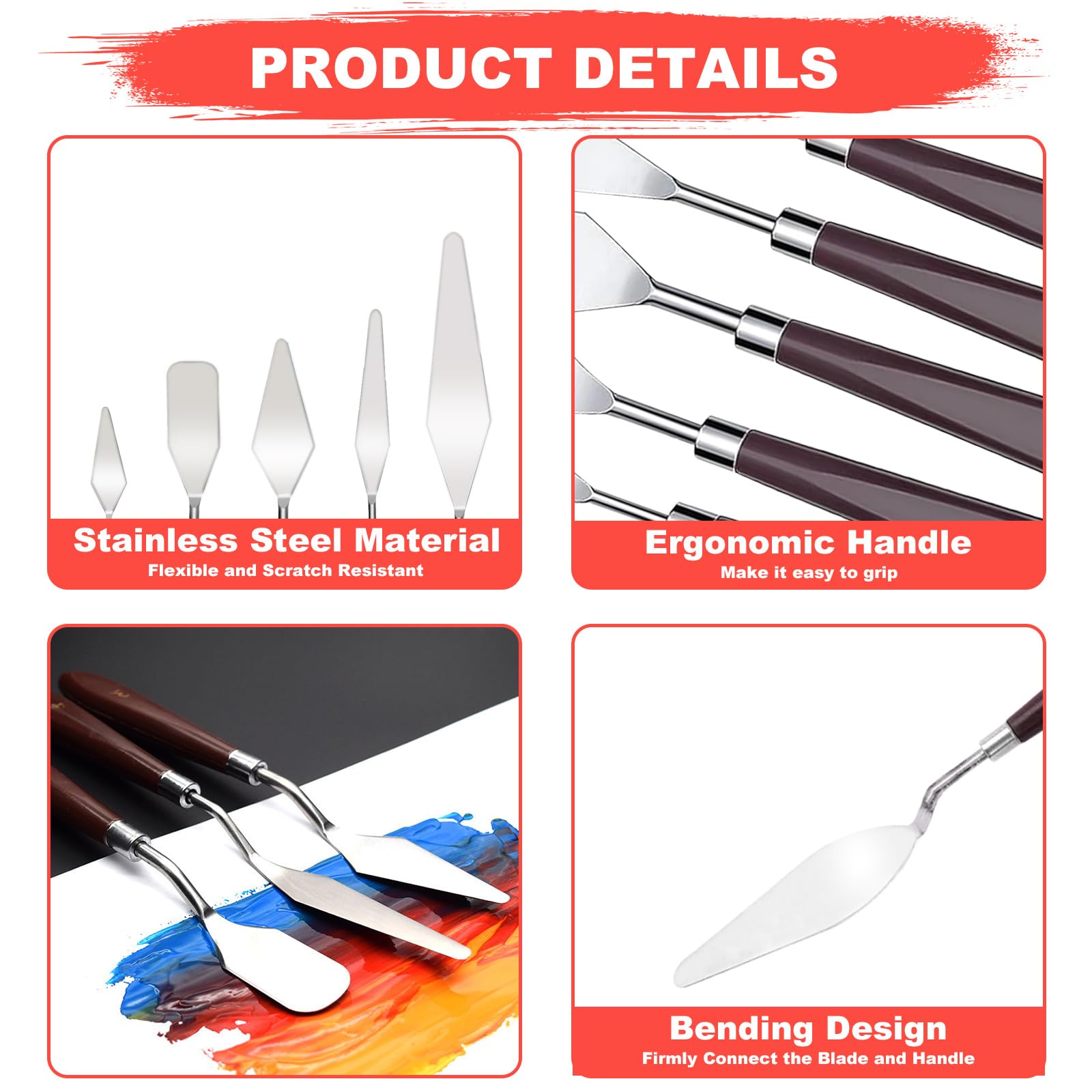 Set 11 Pezzi Spatole E Coltelli Per Pittura - Per Olio, Acrilico, Acquerello E Decorazioni - Foto 9