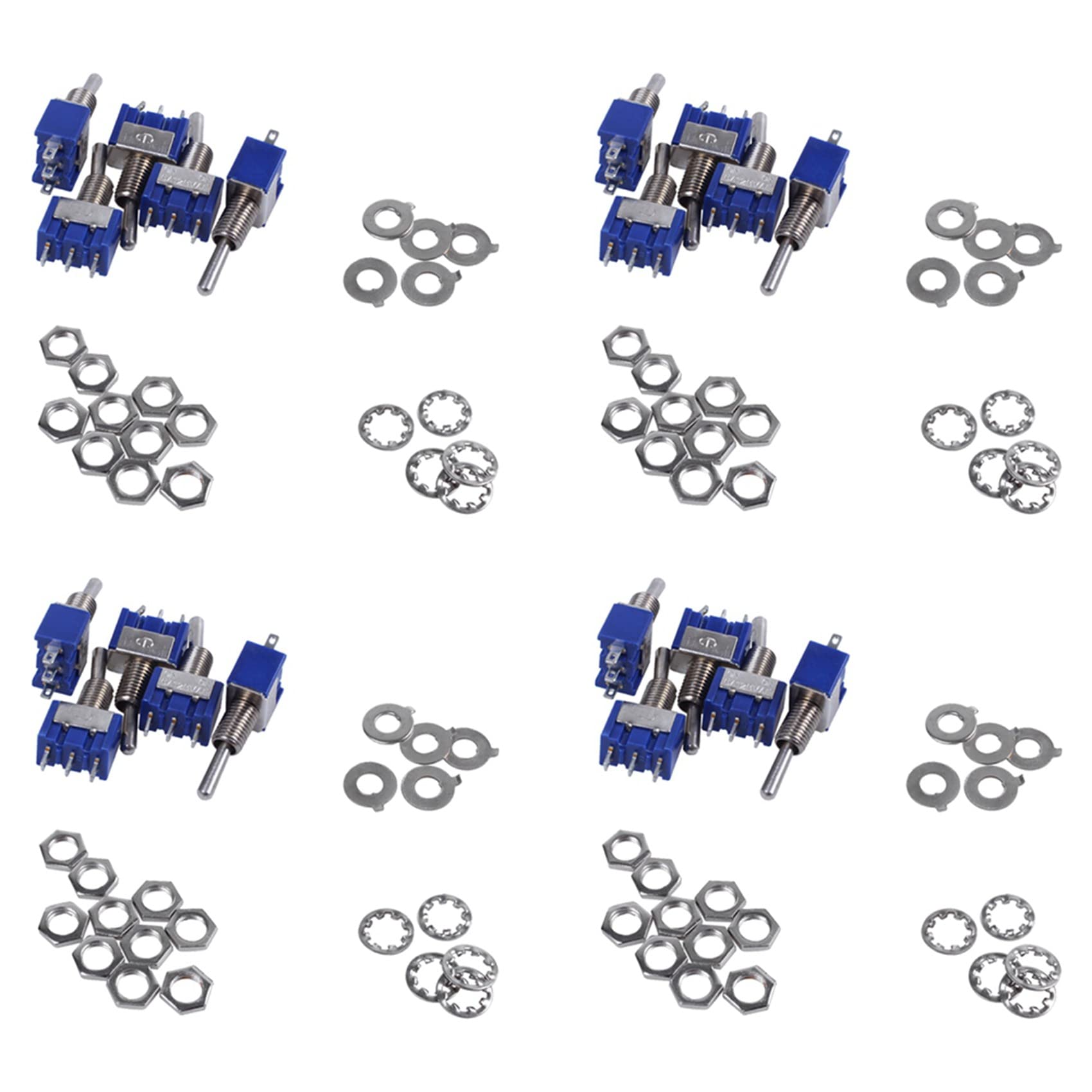 Jnchdghwa As Shown 20 Pcs Ac 3A/250V 6A/125V On/On Spdt Mini 2 Position Latching Toggle Switch