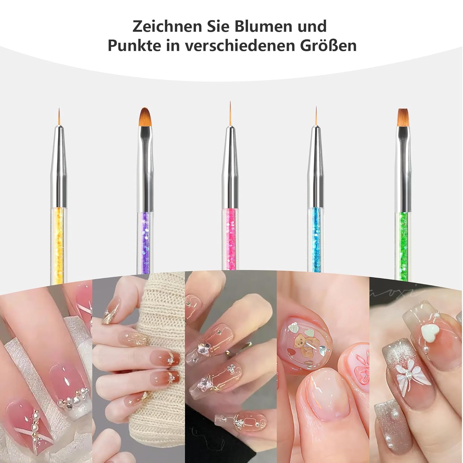 8 Pinceles para Uñas Dobles + 1 Cepillo de Espuma, Herramientas Profesionales de Manicura, Ideales para Uñas Semipermanentes, Gel de Uñas y Pintura Creativa — view 7