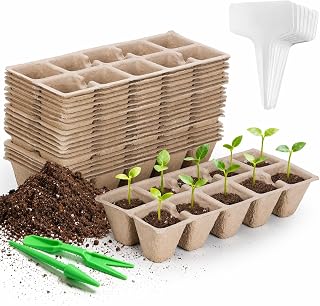 20 Pack Seed Starter Trays 10 Cell Plant Germination Tray, Seedling Starter Kit with Labels and Tools, Garden Propagation Trays for Indoor Outdoor Plants, Vegetables Flowers Herbs