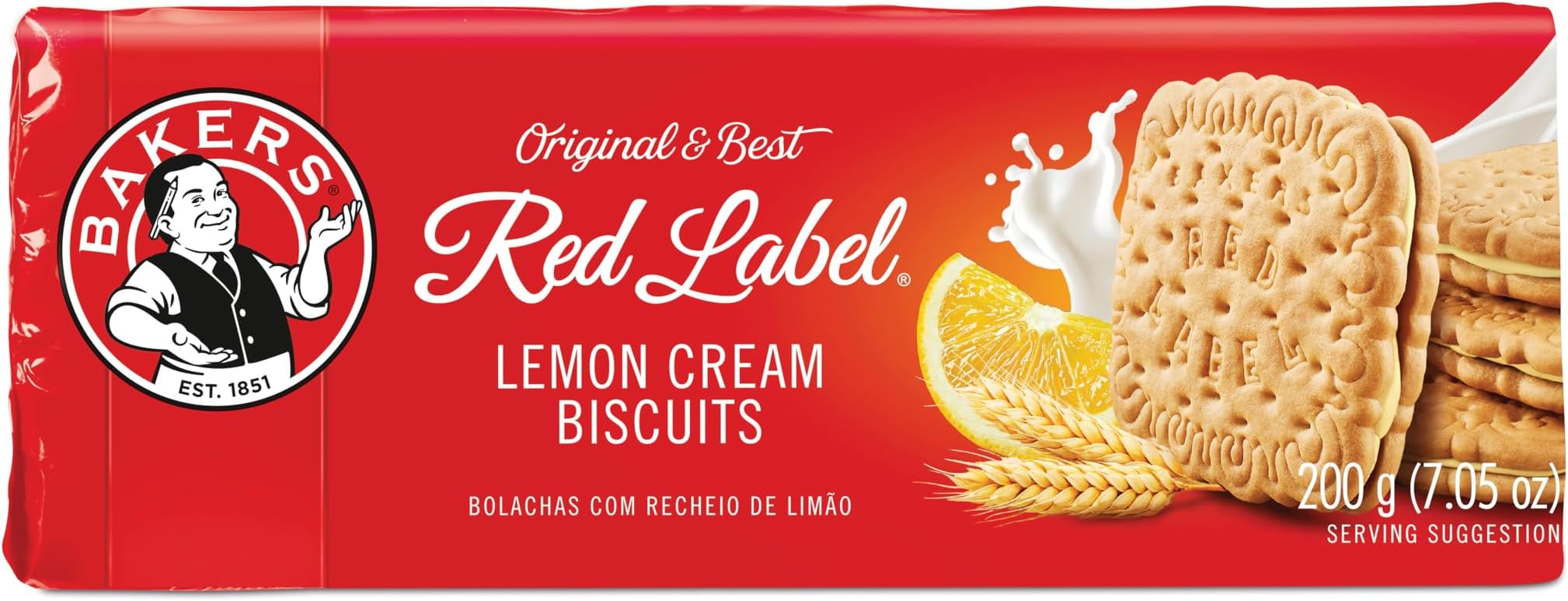 Bakers Red Label Lemon Creams Biscuits (200g) - Pack of 2