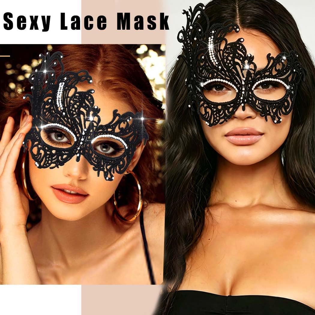 Black Masquerade Lace Mask for Women Party Costume Face Masks for Ball Halloween