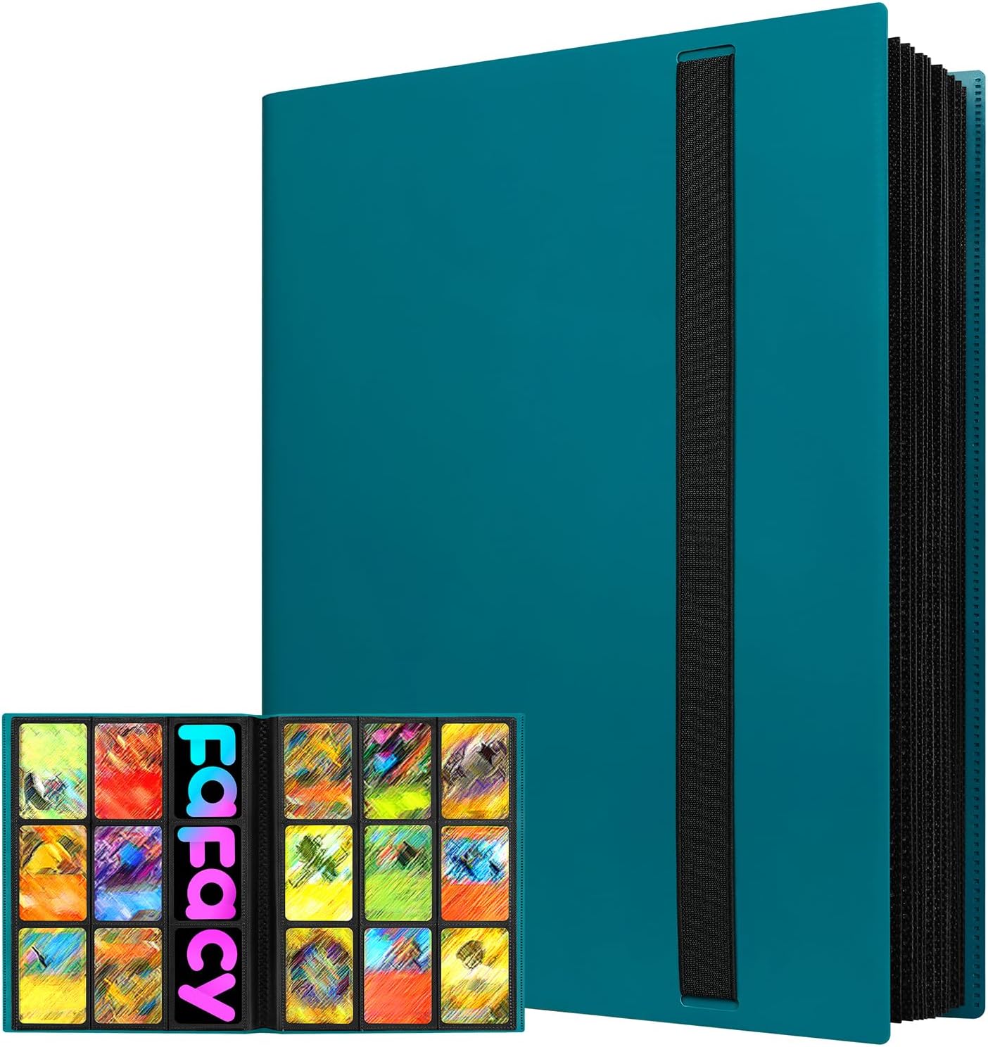 【2026】Trading Card Binder 9 Pocket, Premium Sports Collection Binder Game Cards Book with Sleeves Side Loading, Anti-open Strap Double Sided Waterproof 360 Card Folder