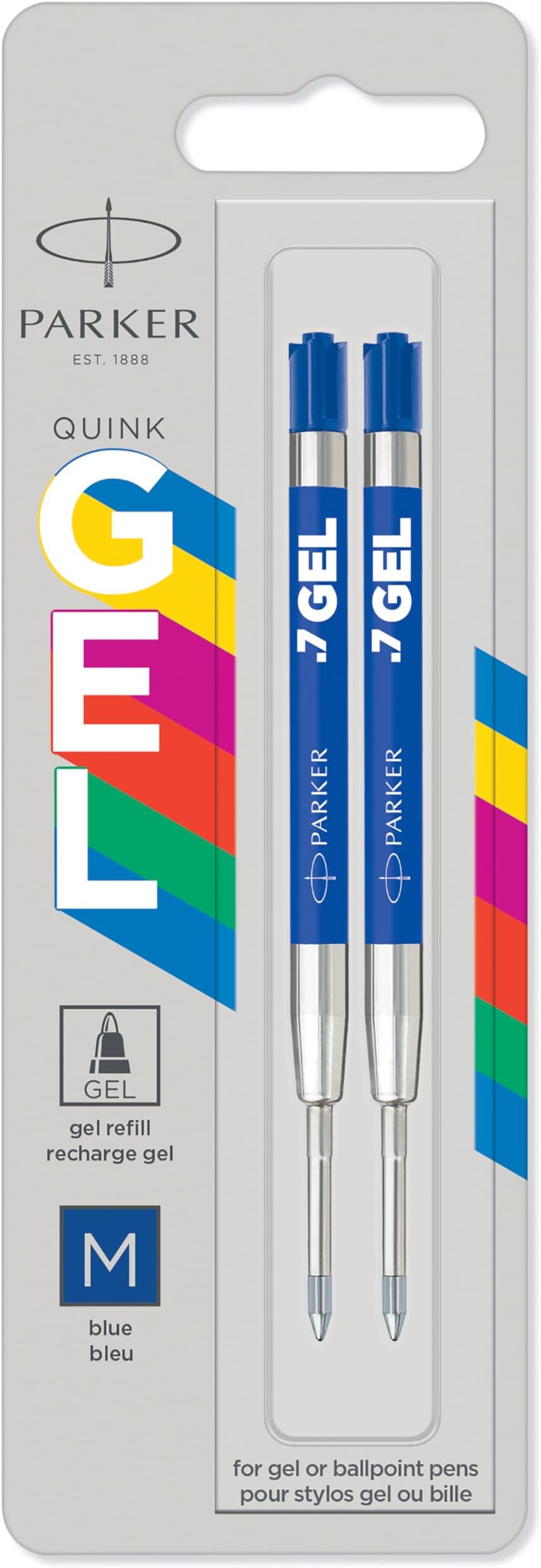 Parker Jotter Original Gel Pen Refills, Smooth Blue Gel Ink Refills, Medium Tip (0.7mm), 2 Pieces