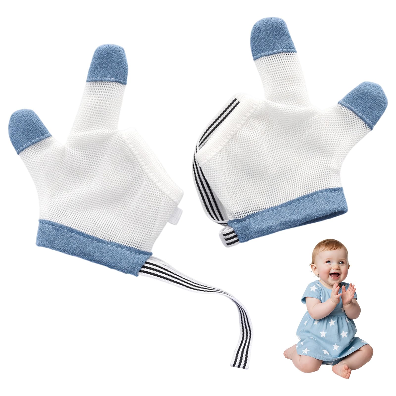 Thumb Sucking Stopper for Kids, Anti Baby Thumb Sucking Guard, Blue Pair | Soft Breathable Fabric, Suitable 18-30 Lbs (8-15KG) Infants, Daytime Nighttime Use, Gentle Habit Correction, Easy Wear Design-image-23