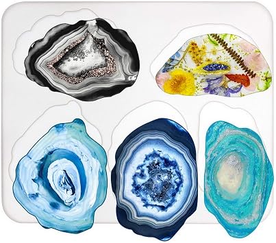 FUNSHOWCASE Agate Coaster Silicone Resin Mold, 5-Cavity 2.8-5.2inch