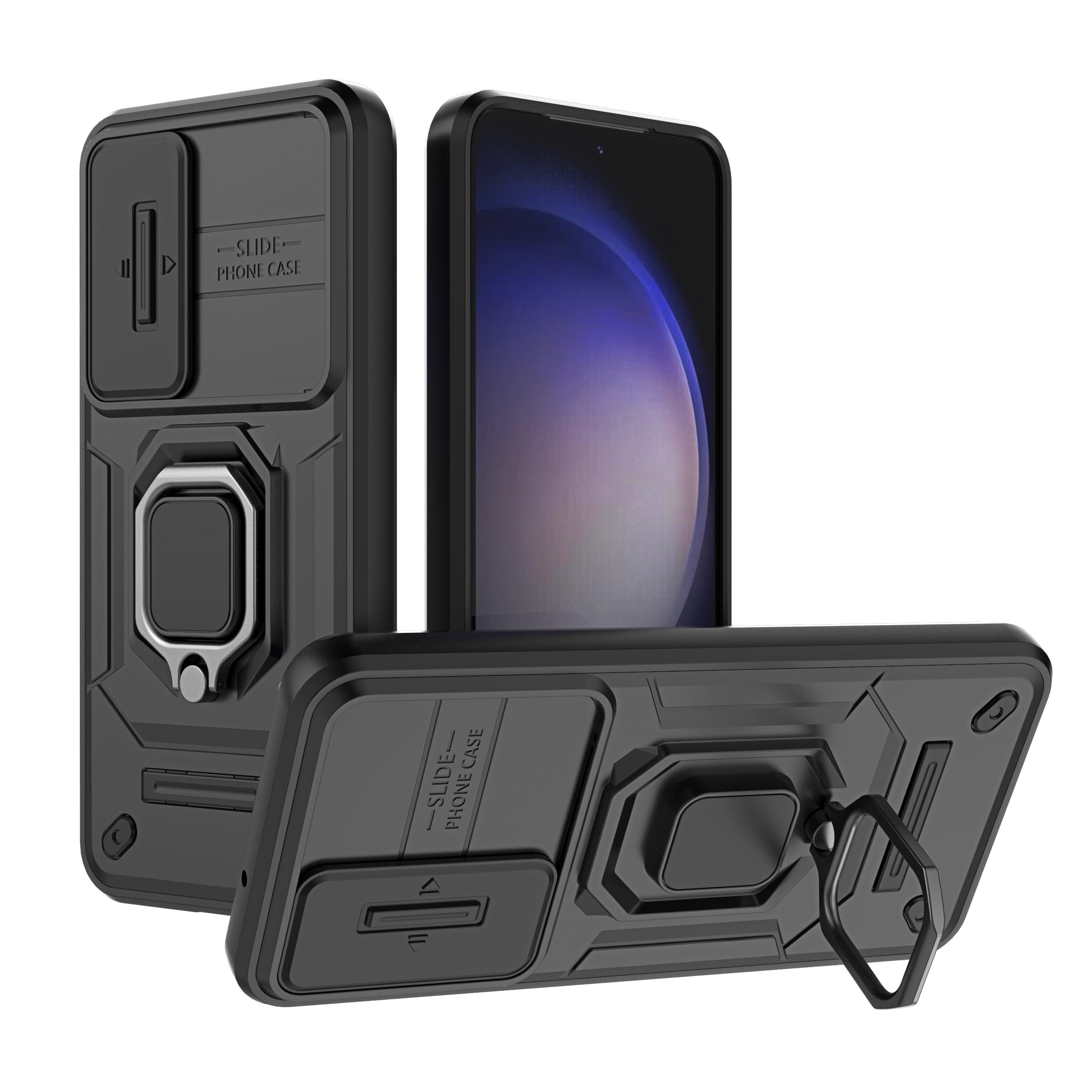 SHINESTAR Tough Armor Samsung S23 5G Bumper Back Case Cover | Ring Holder & Sliding Camera Shield Cover | 360 Degree Protection Back Case Cover for Samsung Galaxy S23 5G (Black) (B0DG32F9NQ) Amazon Price History, Amazon Price Tracker