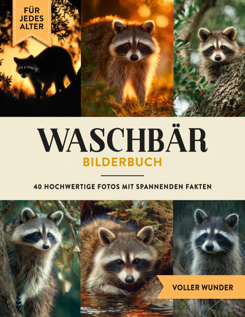 Waschbär Bilderbuch: 40 Bilder & Fakten | Waschbärenbuch als Geschenk für Kinder & Erwachsene