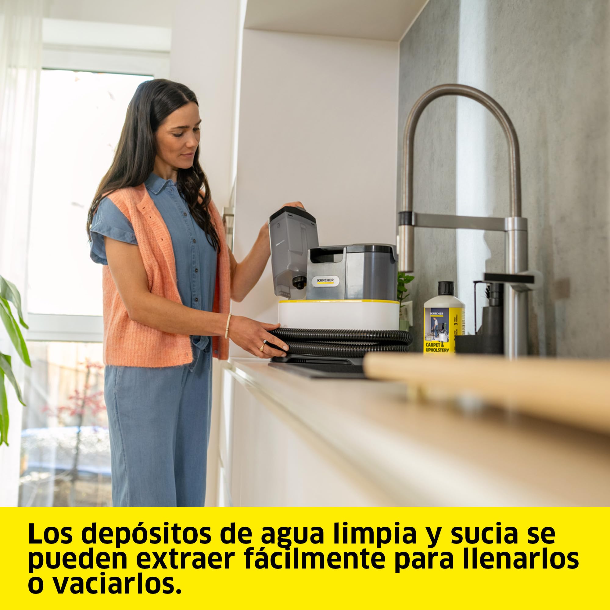 Kärcher lava-aspiradora SE 2 Spot Care, potencia: 450 W, depósito de agua limpia: 1,5 l, superficie: 2,89 m², peso: 4,2 kg, boquilla para tapicerías, boquilla para manchas, limpiador RM 519