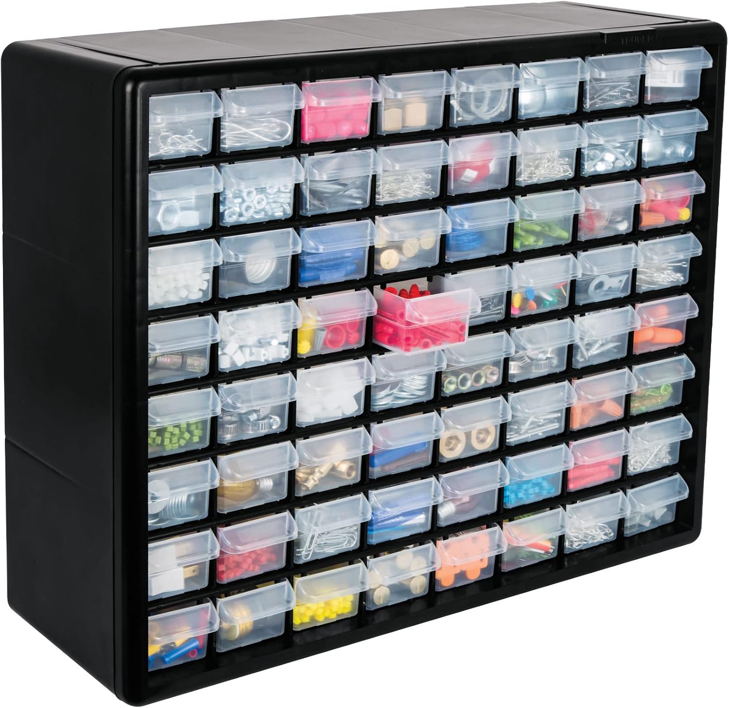Truper Organizer 20cm x 20cm x 20cm, 64 Compartments, Black, Modern, Home Office/Office, Art & Craft Storage Cabinet
