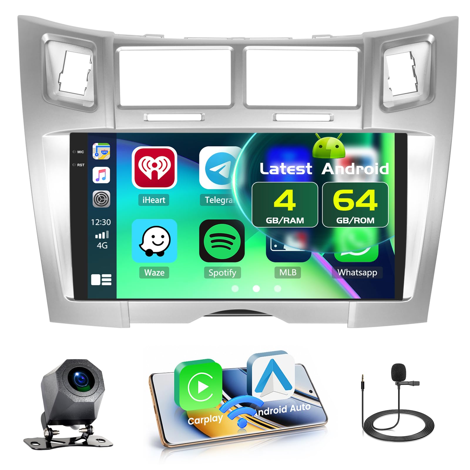 4+64GB 9'' Incell Autoradio per Toyota Yaris/Vizi 2005-2011