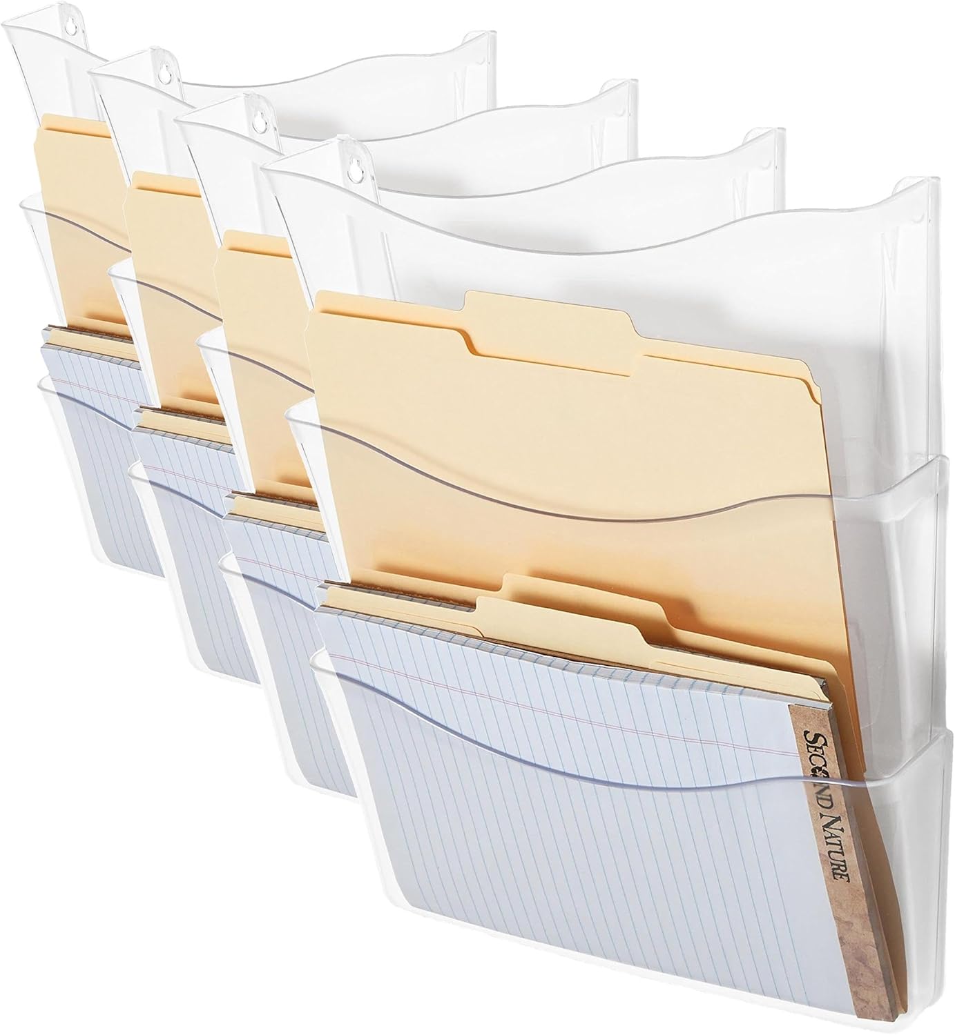 Rubbermaid Unbreakable Expandable Three-Pocket Wall File Set, Clear (65976)