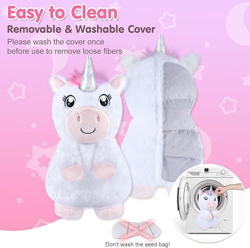 Vista 91 de Highland Cow Almohadillas térmicas para microondas para vientre, cuello y hombros, felpa calentable con calor húmedo, funda de felpa extraíble