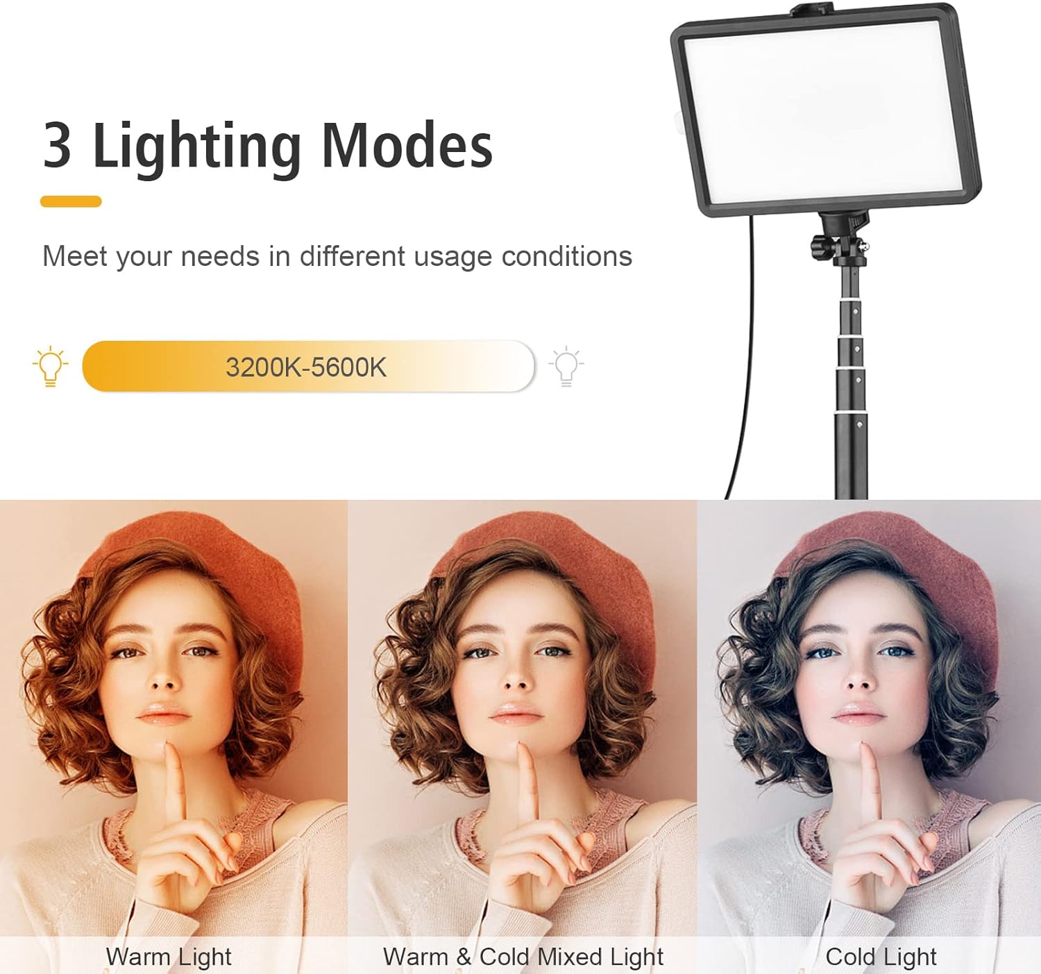 Andoer USB LED Video Light Kit Video Conference Light with 1 * LED Fill Light 3200K-5600K Dimmable + 1 * Extendable Tripod + 8 * Color Filters for Live Streaming Video Recording Online Meeting