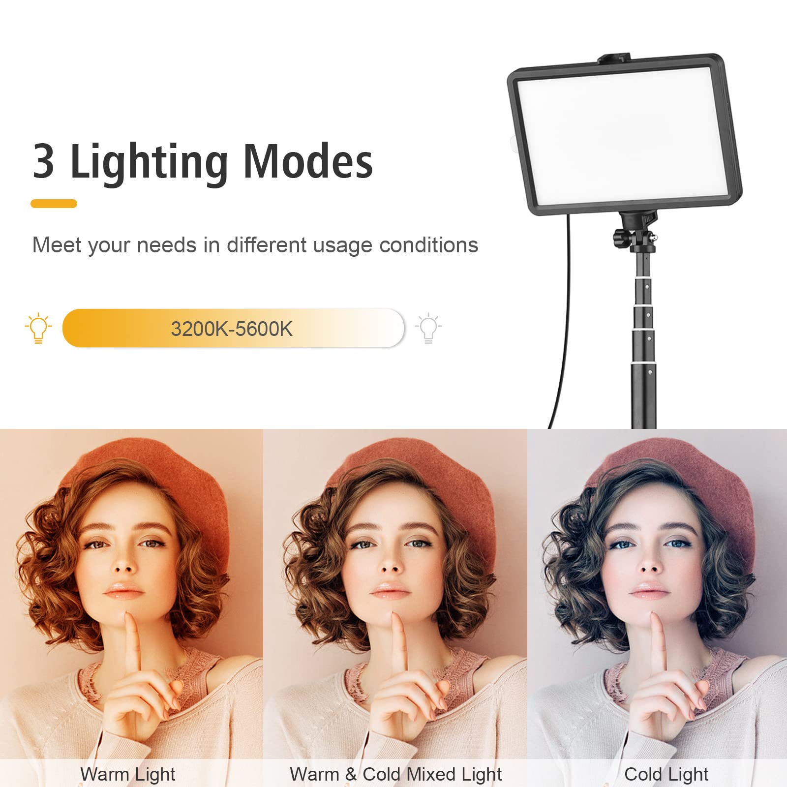 Andoer 2 Pcs Luce Video LED RGB USB Treppiede Regolabile, Luce LED Fotografia USB Dimmerabile 3200K-5600K per Registrazioni Video Fotografia YouTube