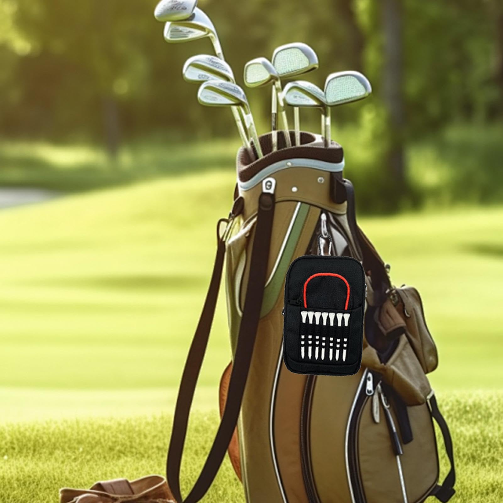 Golf-Tee-Organizer | Golf-Zubehörhalter mit Clip | Golfte-Tasche mit mehreren Fächern | kompakte Golfball- und Tee-Organizer-Tasche | funktionale Aufbewahrungslösung für Golfer