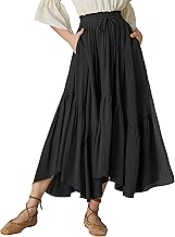 SCARLET DARKNESS Women's Maxi Skirt Renaissance Skirt Elastic High Waist Long Skirts with Pockets