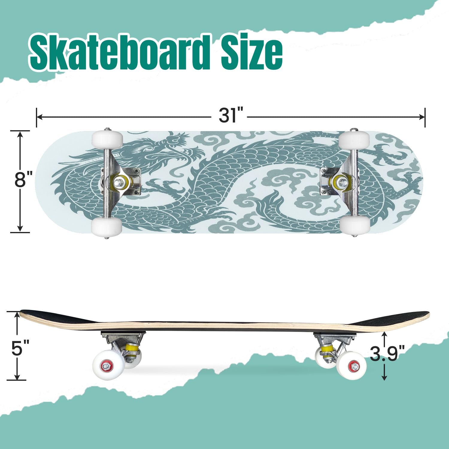 Skateboards Ancient Chinese Dragon 7 Layer Maple Wood Deck 31