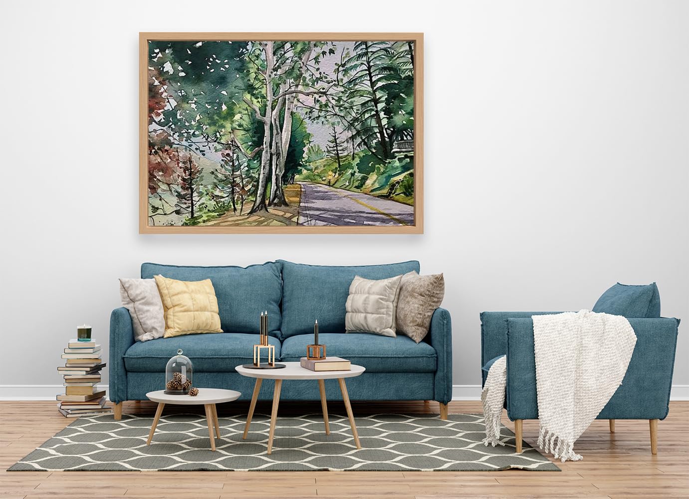 VERRE ART Printed Framed Canvas Painting for Home Decor Office Wall Studio Wall Living Room Decoration (60x45inch Wooden Floater) - Spring On Lake Vista Print