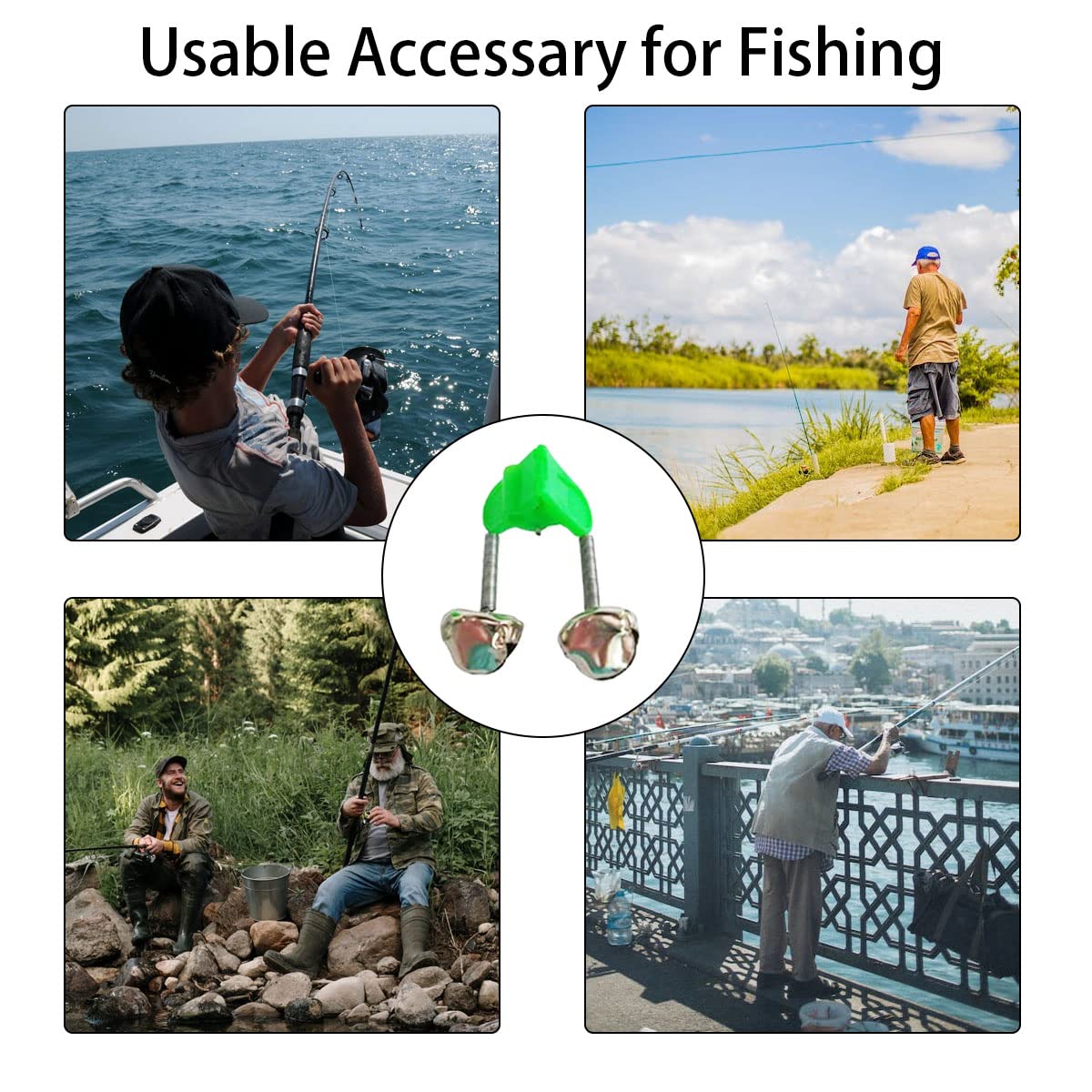 Sanhu 12 Pieces Fishing Copper Cow Bells Alert with Clamp Clip