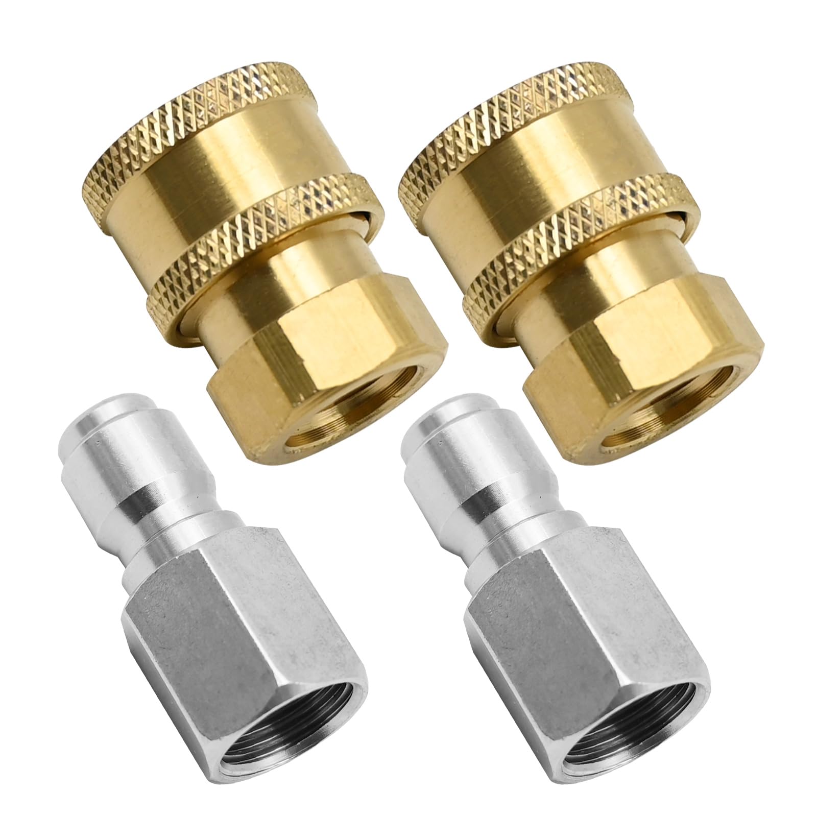 NIKUJUGA 4pair 1/4 Inch Quick Connect Adapter Set for Pumps, Hose Reels, Ball Valves, Telescopic Rods or Surface Cleaning Equipment