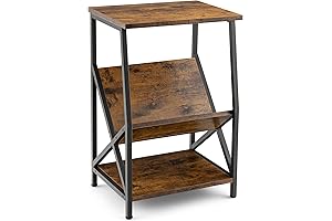Tangkula Industrial 3-Tier Magazine Table for Small Spaces