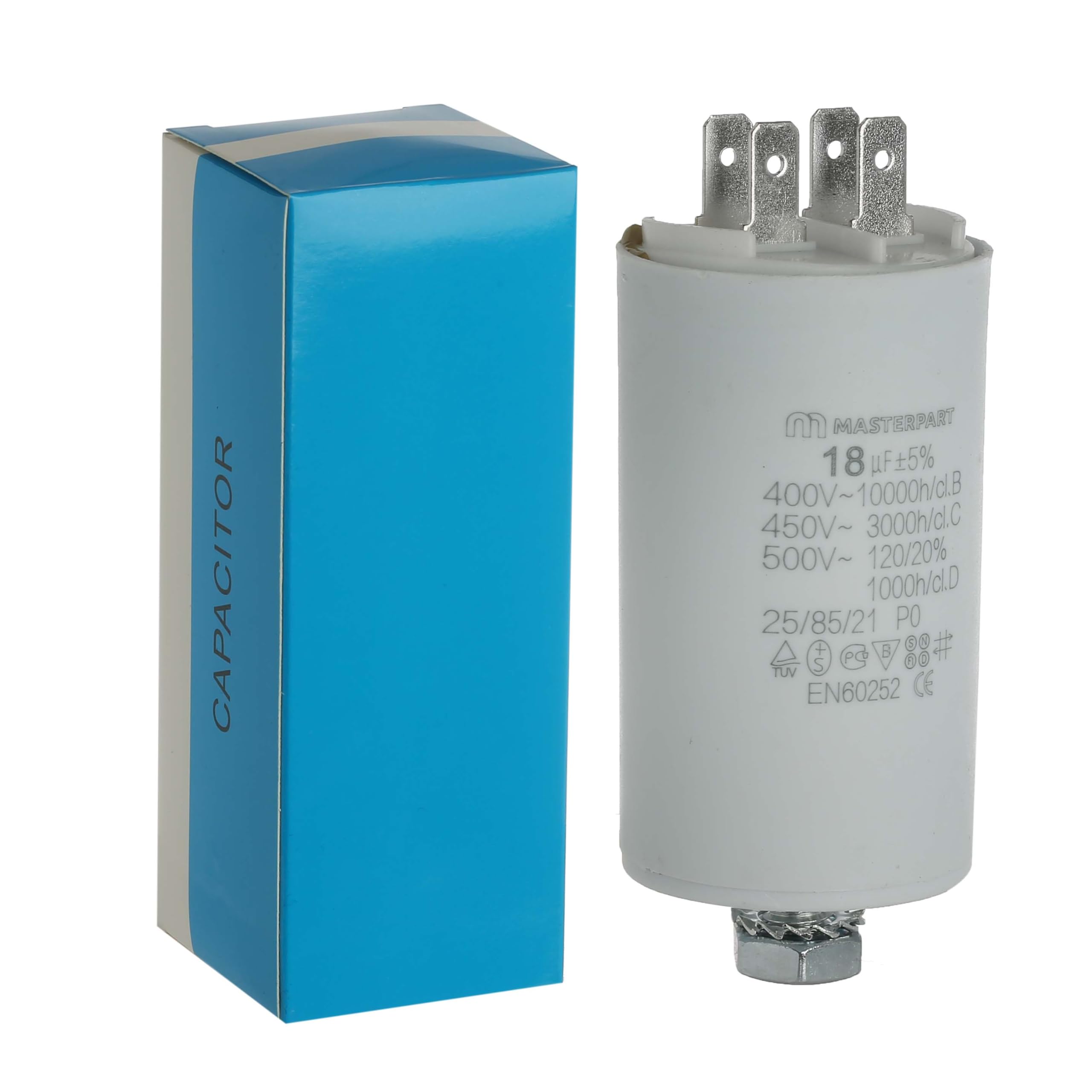 SPARES2GO Motor-Startkondensator 18µF – Universal Für Haushaltsgeräte (Flachstecker)