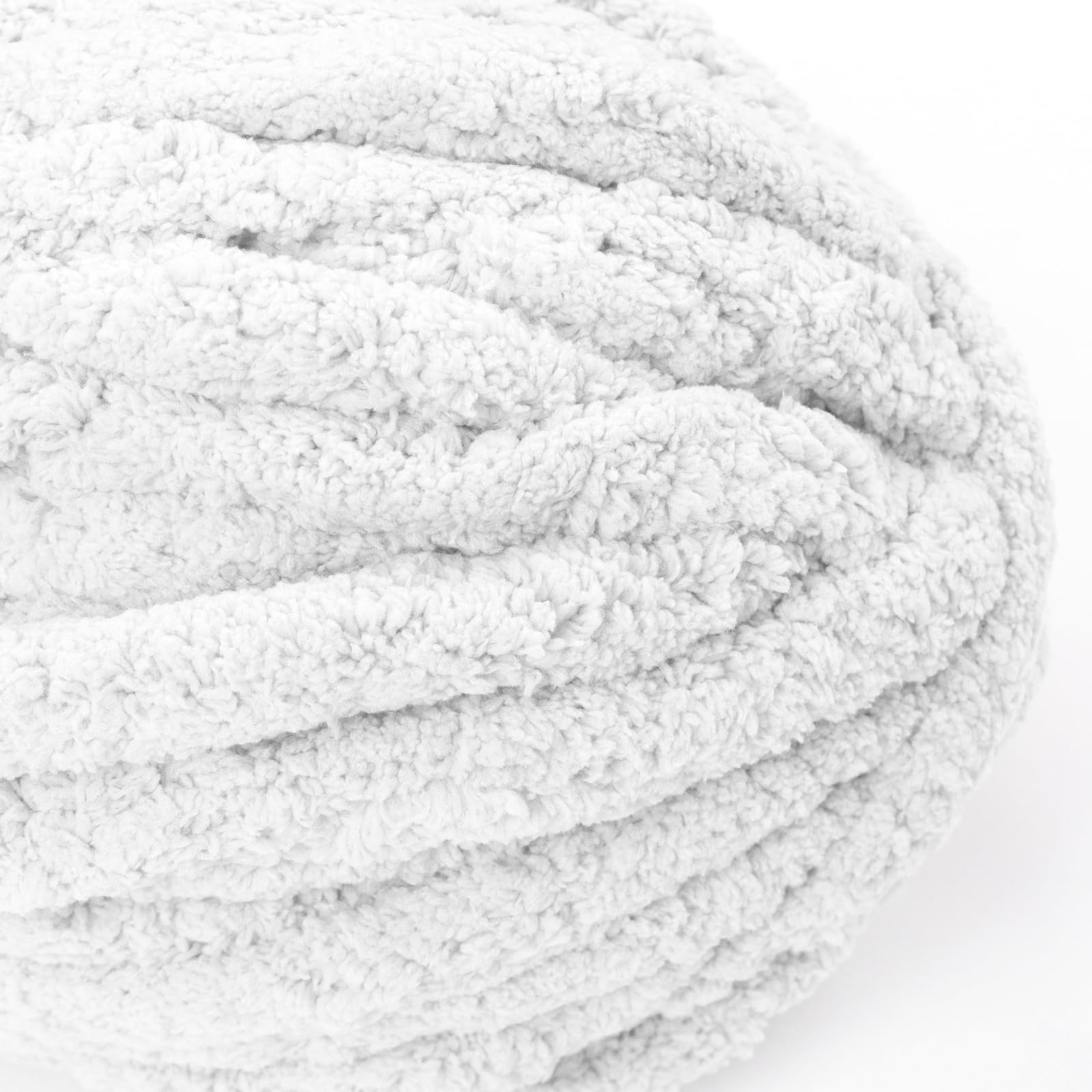 6 gomitoli di filato di ciniglia bianca, per lavori a maglia a mano, filato spesso e grosso peluche per fai da te, filato extra voluminoso (27 metri, 250 g