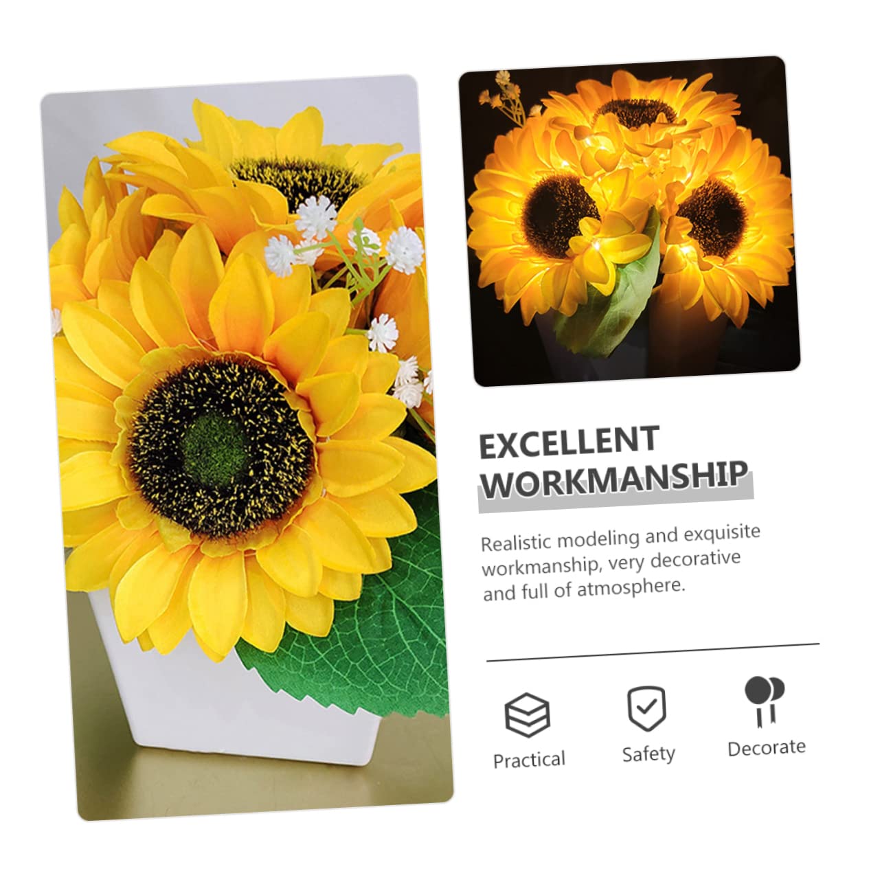 LED Sonnenblumenlampe als Dekoratives Nachtlicht für Nachttisch